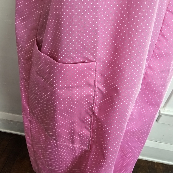 Deadstock Vintage 70s Pink Polka Dot Barbiecore Girly Night Gown House Dress - Picture 9 of 16